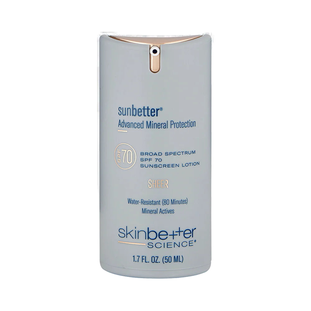 Sunbetter sunscreen lotion bottle on a white background
